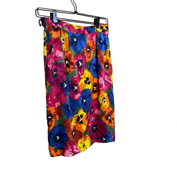 Vintage 100% Silk Floral Pencil Skirt Size 8‎ - Picture 3 of 7